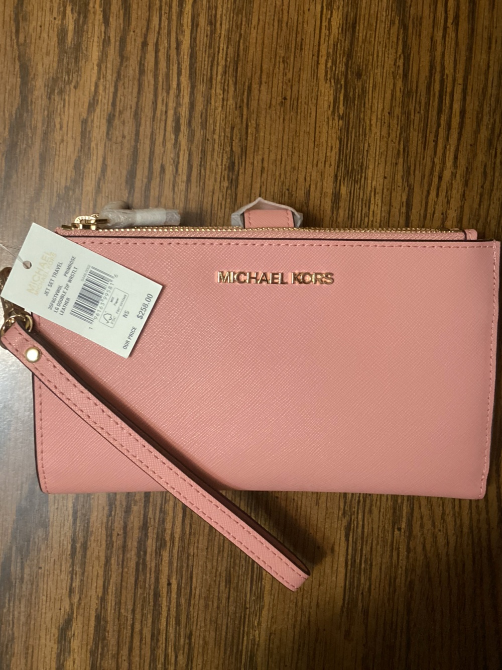 Micheal Kors Jet Set Large Double Zip Wristlet/Wallet in Primrose, NWT